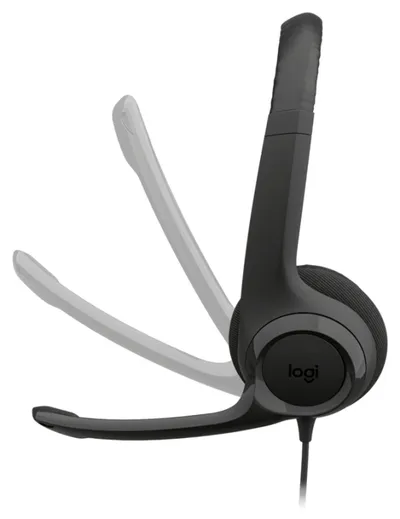 Auriculares Logitech H390 USB-C estéreo en negro con micrófono ajustable y opciones de color en tonos claros. Auriculares Logitech H390 USB-C estéreo en negro con micrófono ajustable y opciones de color en tonos claros.