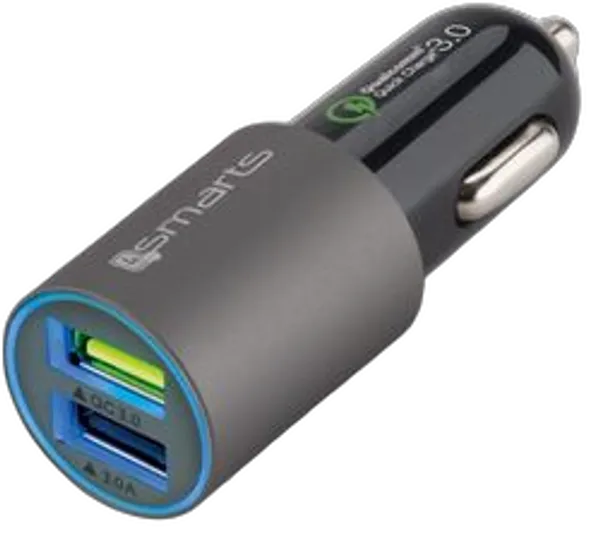 4smarts Rapid Qualcomm 3.0 Dual KFZ-Lader, 2 USB, matt-grau