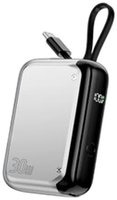 4smarts Powerbank Pocket mit USB-C Kabel 10000mAh, silber