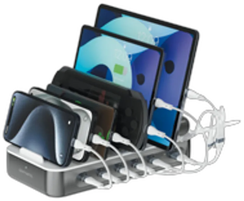 4smarts Ladestation Team 100W 5C/1A inkl. 6 Kabel, spacegrau