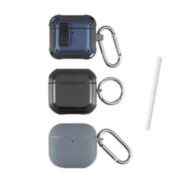 4smarts Case Set Alpha AirPods 4,3er Set blau,grau,schwarz