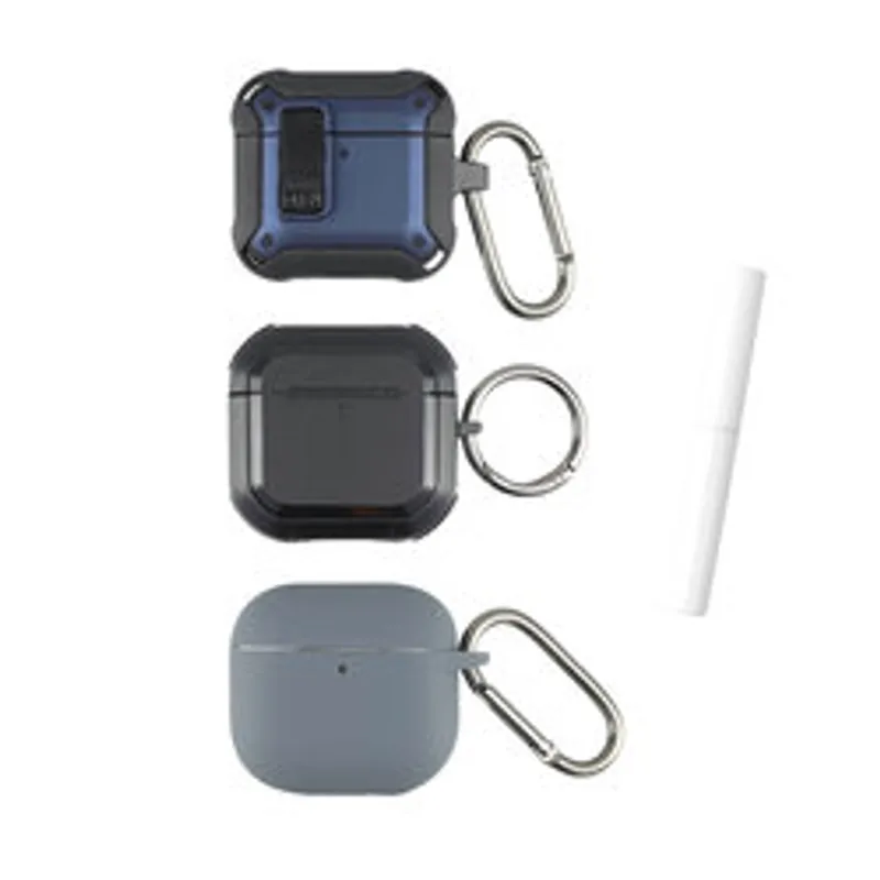4smarts Case Set Alpha AirPods 4,3er Set blau,grau,schwarz