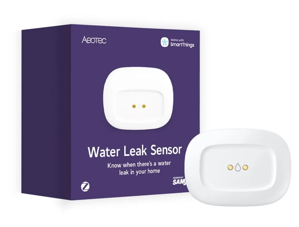 Aeotec Smart Things · "Waterleak Sensor" · Wasserleckagesensor · Zigbee Aeotec Smart Things · "Waterleak Sensor" · Wasserleckagesensor · Zigbee