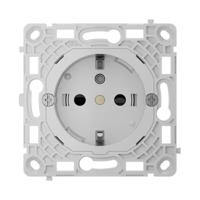 AJAX Automate OutletCore (basic) vertikale Steckdose Typ F mit weißem Gehäuse, zwei runden Kontakten und Erdungsklemme in AJAX Automate OutletCore (basic) vertikale Steckdose Typ F mit weißem Gehäuse, zwei runden Kontakten und Erdungsklemme in