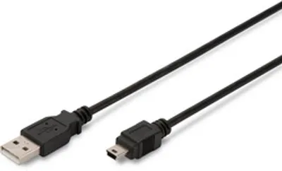 DIGITUS USB 2.0 Anschlusskabel Typ A -mini B St/St 3.0m,  sw