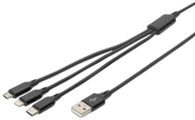 DIGITUS LAK 3in1 USBA+Lightning+MicroUSB->USBC 1m schwarz