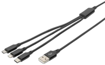 DIGITUS LAK 3in1 USBA+Lightning+MicroUSB->USBC 1m schwarz
