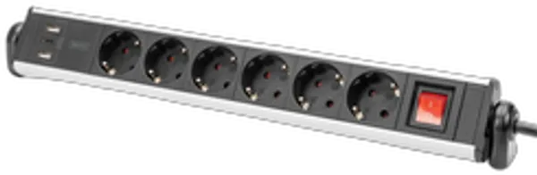 DIGITUS 6-fach Office-Steckdosenleiste mit 3xUSB-Anschlüssen