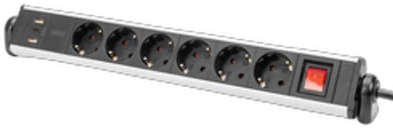 DIGITUS 6-fach Office-Steckdosenleiste mit 3xUSB-Anschlüssen