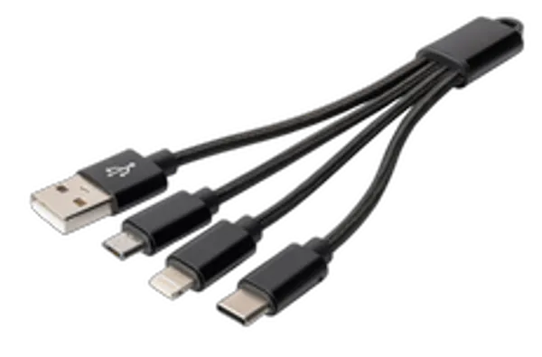 DIGITUS 3-in-1 Ladekabel USB A Lightning + Micro USB + USB-C