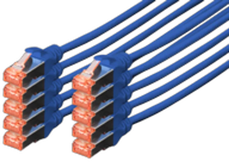 DIGITUS CAT 6 S/FTP Patchkabel, 10 Stück, 0,5m, blau