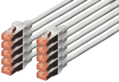 DIGITUS CAT 6 S/FTP Patchkabel, 10 Stück, 3m, grau