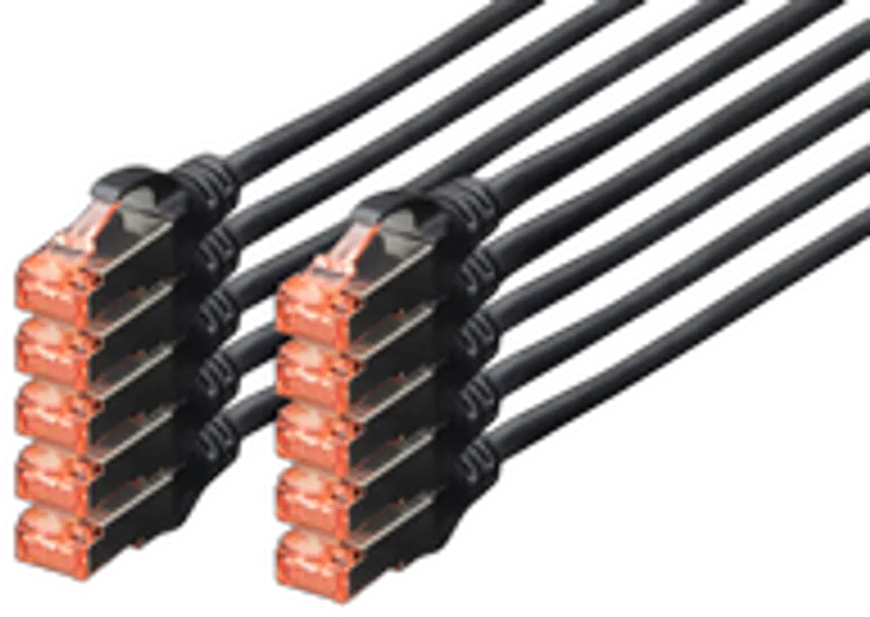 DIGITUS CAT 6 S/FTP Patchkabel, 10 Stück, 3m, schwarz