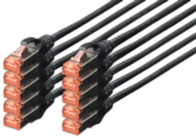 DIGITUS CAT 6 S/FTP Patchkabel, 10 Stück, 3m, schwarz