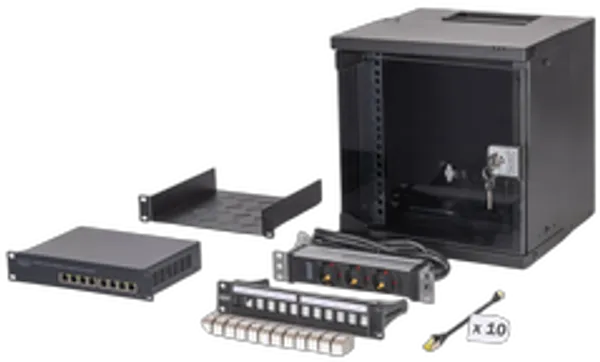 DIGITUS Netzwerk-Set 254 mm (10") - 6HE, 315x300 mm (BxT) sw