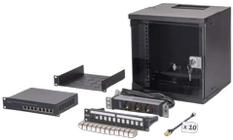 DIGITUS Netzwerk-Set 254 mm (10") - 6HE, 315x300 mm (BxT) sw
