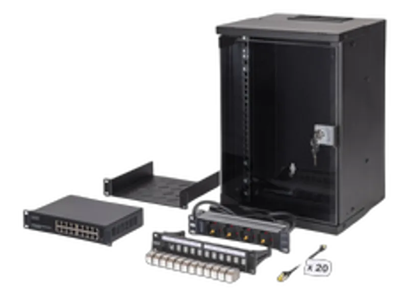 DIGITUS Netzwerk-Set 254 mm (10") - 9HE, 315x300 mm (BxT) sw