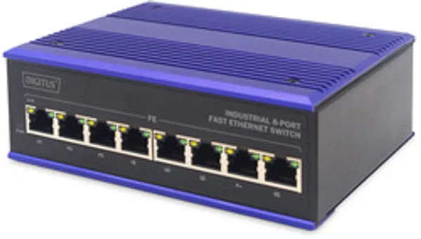 DIGITUS Switch Ind. 8-Port  10/100          Unmanaged blau