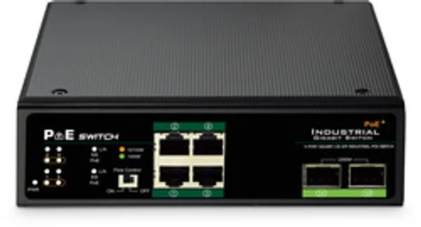 DIGITUS Switch Ind. 4-Port  Gigabit 30W PoE Unmanaged schwar