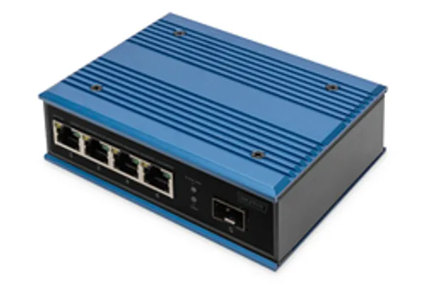 DIGITUS Switch Ind. 4-Port  10/100  30W PoE Unmanaged blau