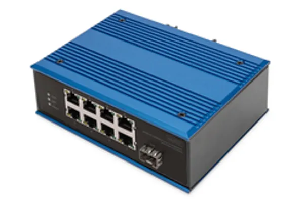 DIGITUS Switch Ind. 8-Port  10/100      PoE Unmanaged blau