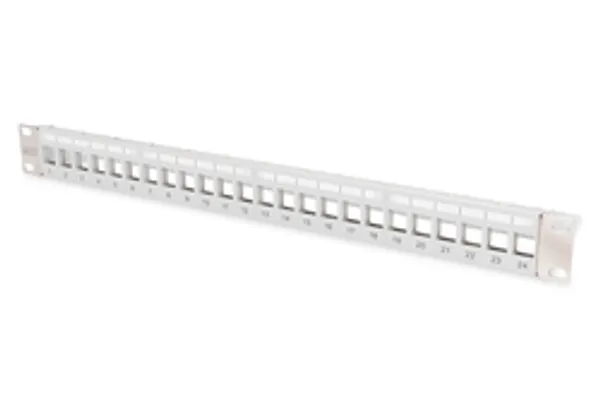 DIGITUS Patchpanel 1HE 24-Port Modular grau transp.-Beschri.