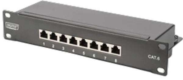 DIGITUS Patchpanel 1HE 8-Port Cat6 ClassE geschirmt schw.