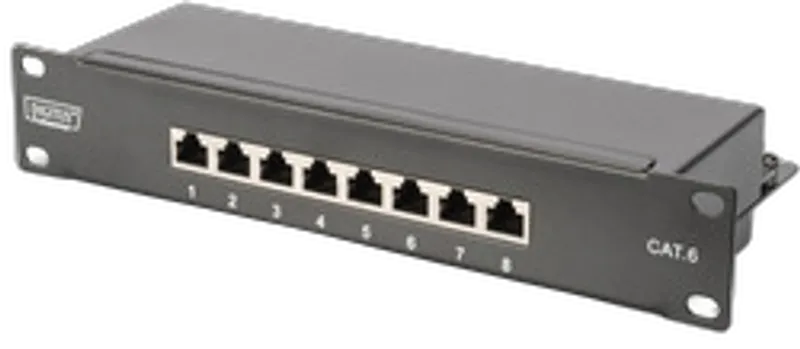 DIGITUS Patchpanel 1HE 8-Port Cat6 ClassE geschirmt schw.