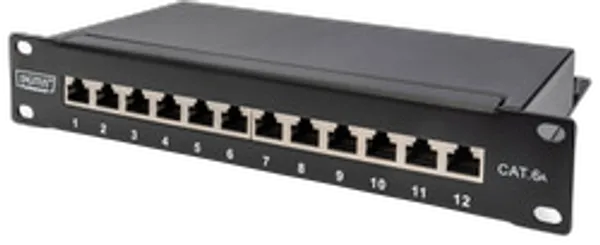 DIGITUS Cat.6A Patch Panel, geschirmt, 12-Port, 10",schwarz
