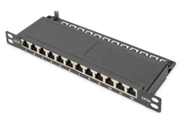 DIGITUS Patchpanel 10" Cat6A 12x RJ45 0,5HE geschirmt schw