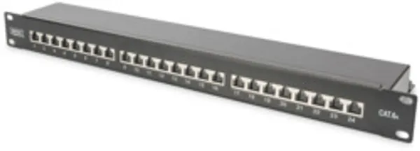 DIGITUS Patchpanel 1HE 24-Port Cat6a geschirmt schwarz