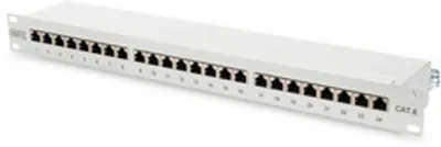 DIGITUS Patchpanel   1HE 24-Port Cat6     geschirmt grau