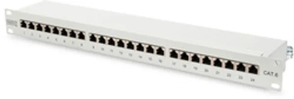 DIGITUS Patchpanel   1HE 24-Port Cat6     geschirmt grau