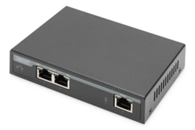 DIGITUS Extender PoE 2-Port 60W 100m Verlängerung schwarz