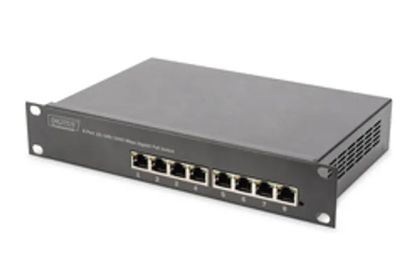 DIGITUS Switch 8-Port  Gigabit 10" 80W PoE Unmanaged schwarz
