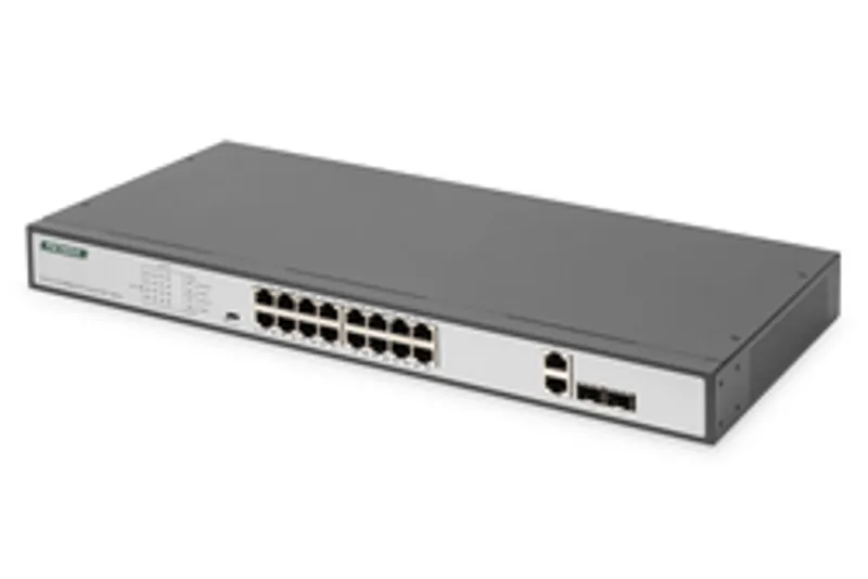DIGITUS Switch 16-Port 10/100  250W PoE Unmanaged schwarz
