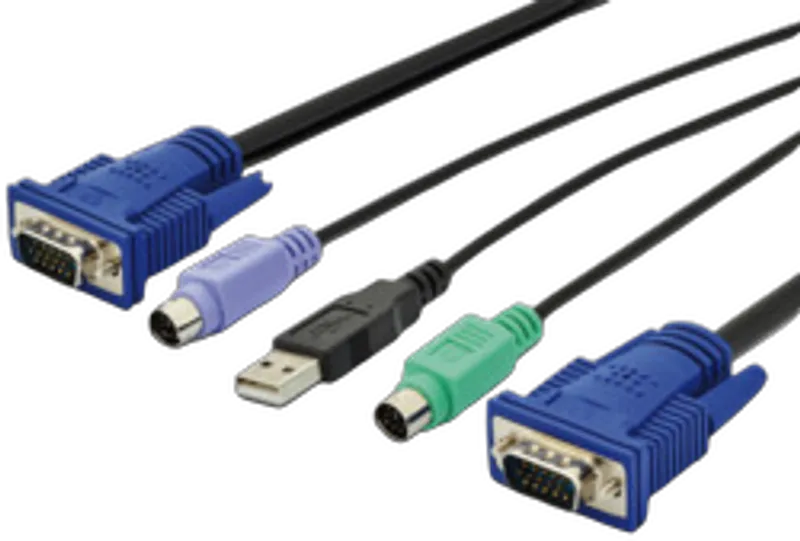 DIGITUS KVM-Kabel D-Sub15 -> USB+D-Sub15  St/St 1.80m