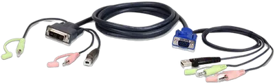 Aten Verbindungskabel VGA->DVI, 1,8m, USB, Audio