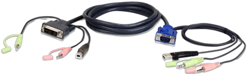 Aten Verbindungskabel VGA->DVI, 1,8m, USB, Audio