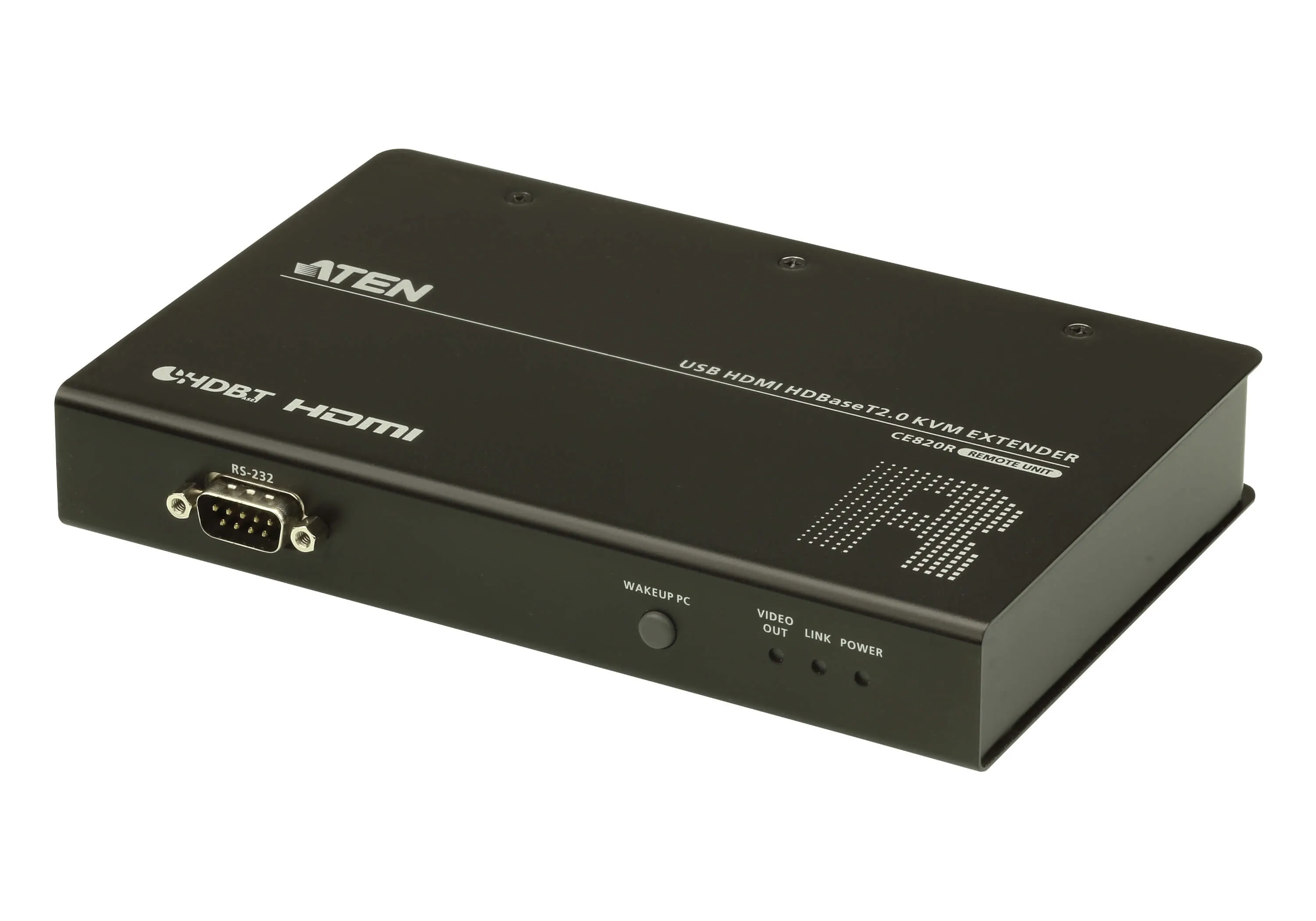 Extensor de video/audio ATEN HDMI 4K 100m con unidad remota CE820R en caja negra, puertos RS-232, botón Wakeup PC y LEDs de Extensor de video/audio ATEN HDMI 4K 100m con unidad remota CE820R en caja negra, puertos RS-232, botón Wakeup PC y LEDs de