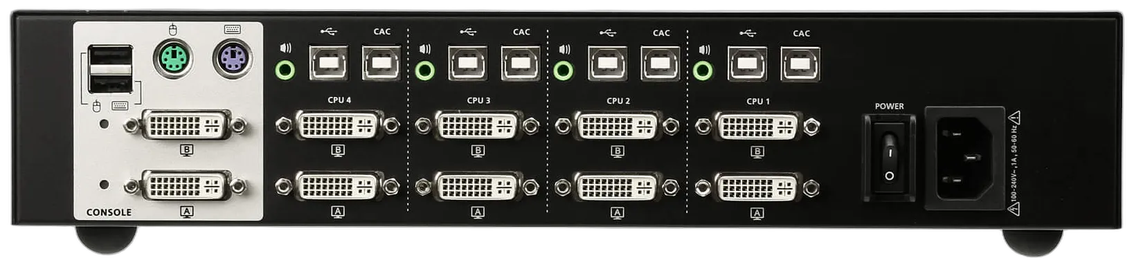 Aten KVM-Switch 4-fach Audio/DVI, USB, Dual Display, Secure Aten KVM-Switch 4-fach Audio/DVI, USB, Dual Display, Secure