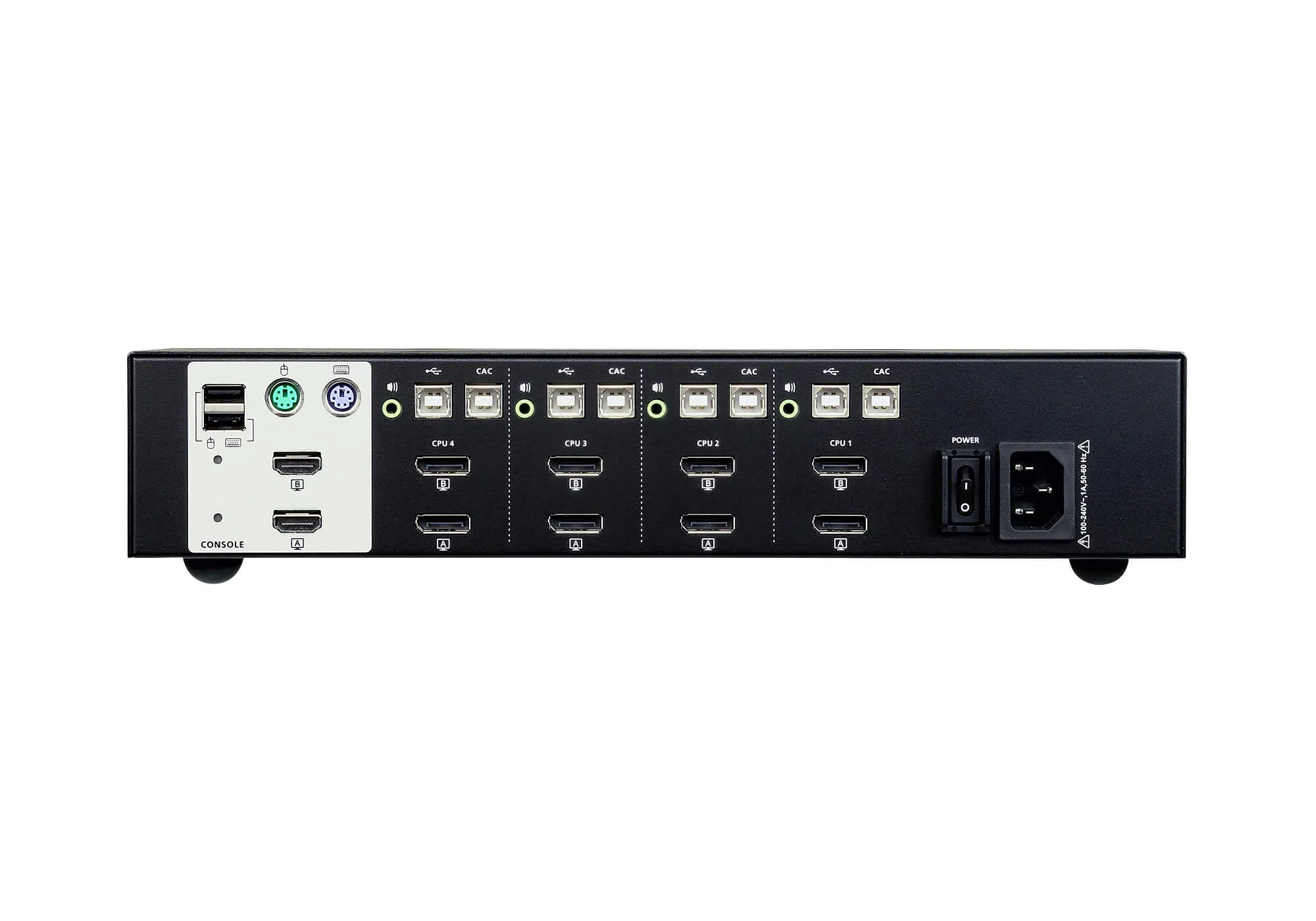 Aten KVM-Switch  4-fach Audio/DP(Displayport), USB, Dual Display, Secure