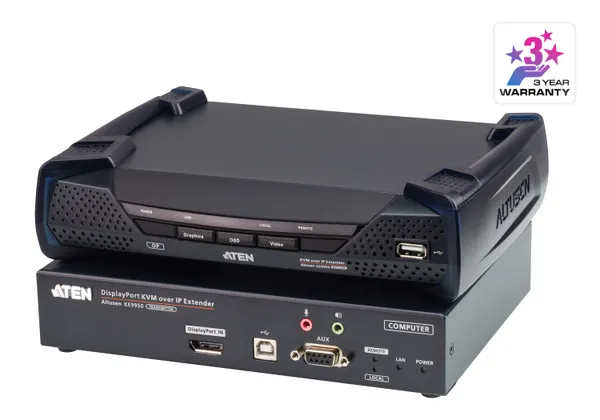 Aten KVM-Switch  DP(Displayport)/USB/Audio, über IP, 4K