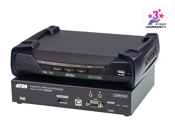 Aten KVM-Switch  DP(Displayport)/USB/Audio, über IP, 4K, with PoE