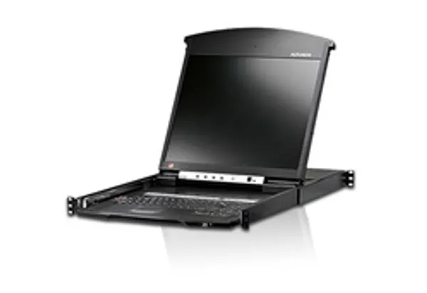 Aten KVM/TFT 16-fach, 19" 1HE, incl.KVM/TFT 19", Deutsch, Dual Rail, LAN(IP)