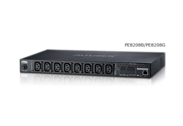 Aten PDU ECO, Eingang IEC60320 16/20A C20 -> Ausgang 1xC19 + 7xC13, 10/100Mbit TP(RJ45), mit 8 Ausgängen und Ausgangsmess- und -schaltfunktion