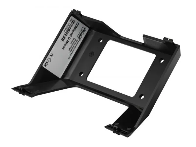 Soporte de pared negro AUERSWALD COMfortel D-Mount para teléfonos D-Serie con etiqueta blanca y orificios de montaje en