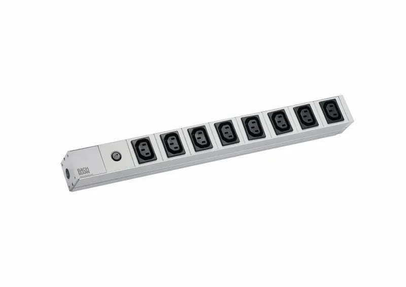 ALLNET 19"zbh. Steckdosenleiste, 8xKaltgeräte(C13)->Stecker(CEE7), 1xSicherung 10A, 1HE/19", *Bachmann*