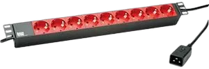 ALLNET 19"zbh. Steckdosenleiste, 9xDosen(CEE7)->Kaltgeräte(Stecker,C20), Bachmann,