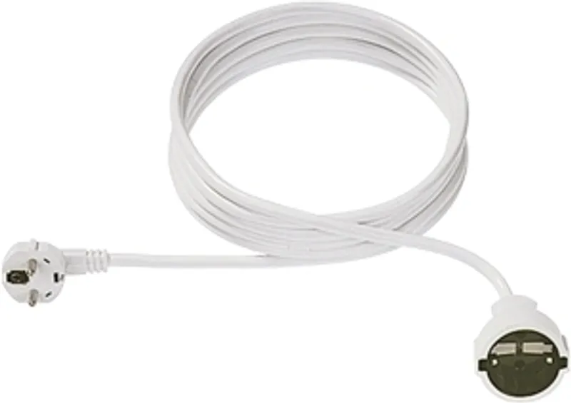 Bachmann Verlängerungskabel 10m weiß mit CEE7-Stecker und -Dose, aufgewickeltes Kabel mit männlichem und weiblichem